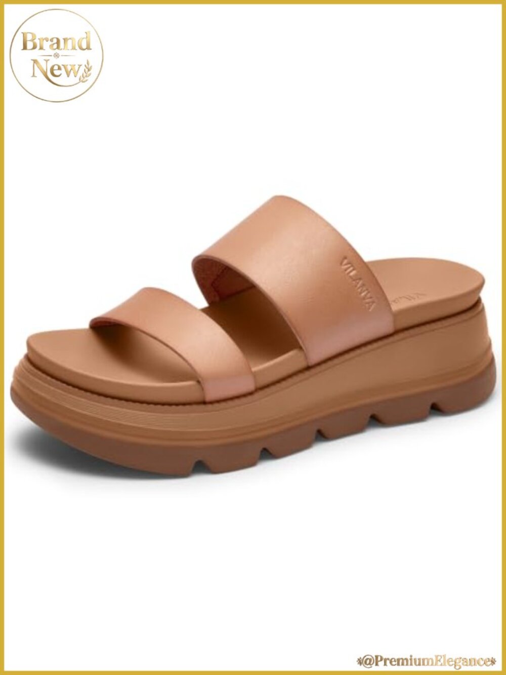 Women's Platform Slide Sandals 2 Inch Chunky Double Strap Slip-On Cushioned